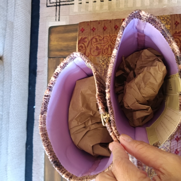 CLEARANCE SALE!! Orange and Brown Heeled Boots with Artistic Flair - Picture 7 of 12